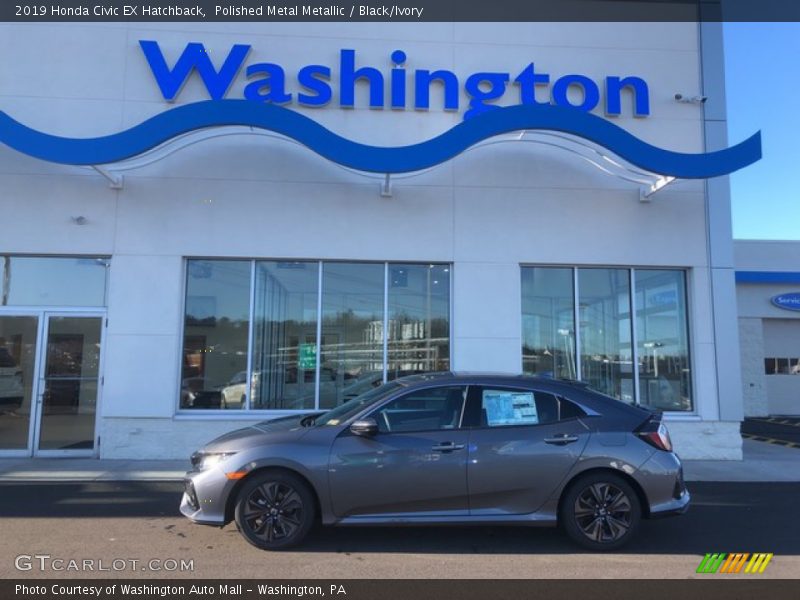 Polished Metal Metallic / Black/Ivory 2019 Honda Civic EX Hatchback