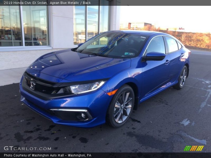 Agean Blue Metallic / Black 2019 Honda Civic EX Sedan
