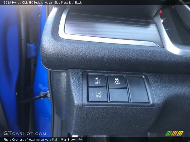 Agean Blue Metallic / Black 2019 Honda Civic EX Sedan