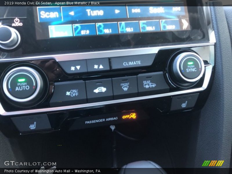 Agean Blue Metallic / Black 2019 Honda Civic EX Sedan