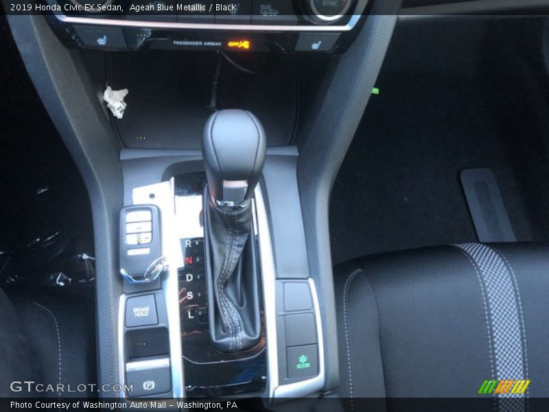 Agean Blue Metallic / Black 2019 Honda Civic EX Sedan