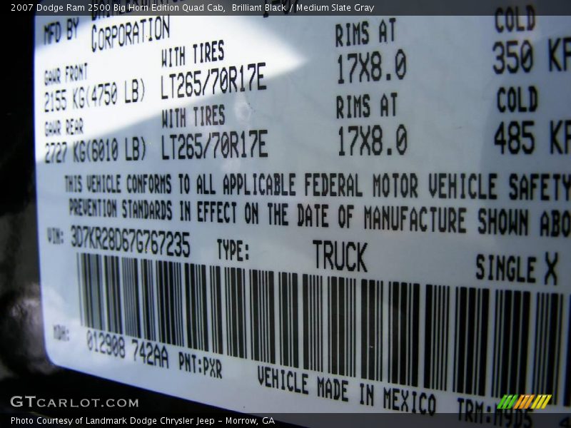 Brilliant Black / Medium Slate Gray 2007 Dodge Ram 2500 Big Horn Edition Quad Cab