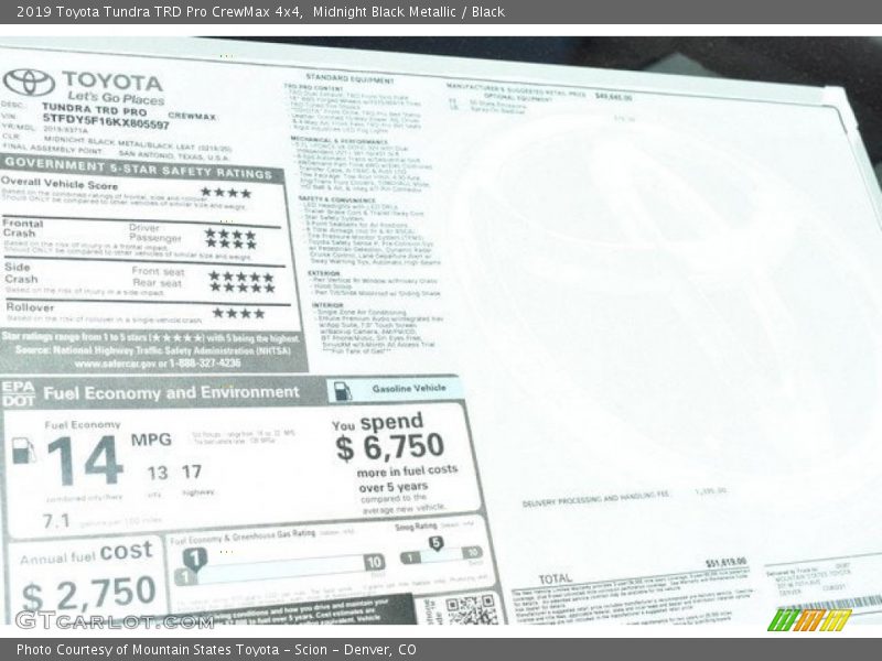 Midnight Black Metallic / Black 2019 Toyota Tundra TRD Pro CrewMax 4x4