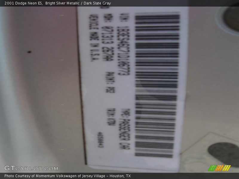 Bright Silver Metallic / Dark Slate Gray 2001 Dodge Neon ES