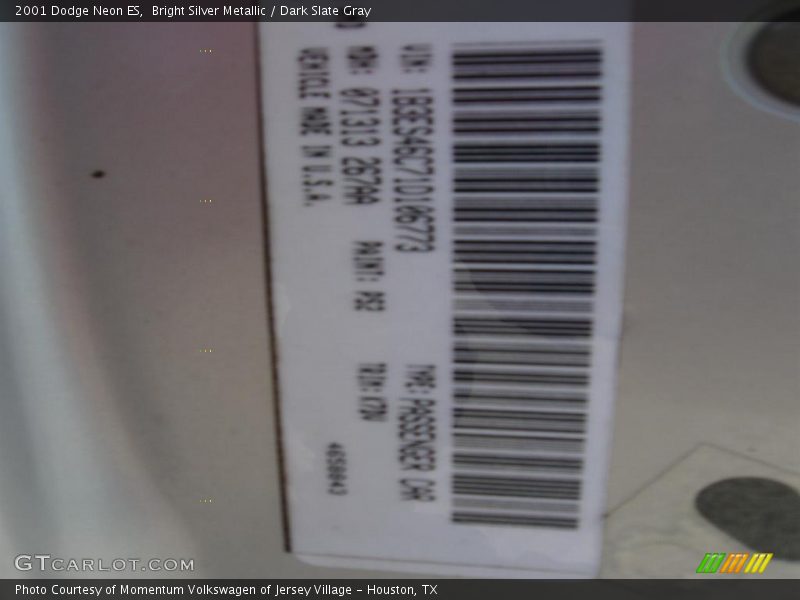 Bright Silver Metallic / Dark Slate Gray 2001 Dodge Neon ES