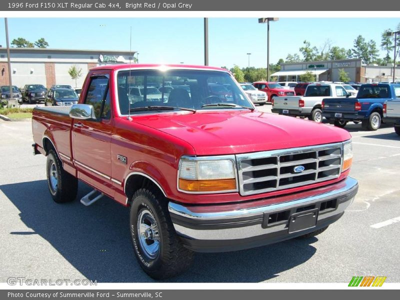 Bright Red / Opal Grey 1996 Ford F150 XLT Regular Cab 4x4