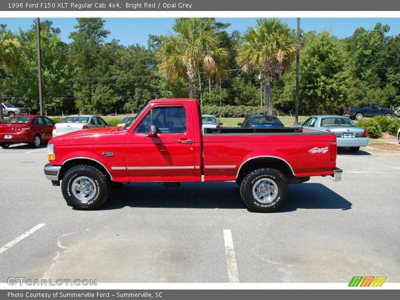 Bright Red / Opal Grey 1996 Ford F150 XLT Regular Cab 4x4