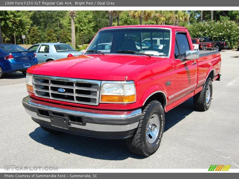 Bright Red / Opal Grey 1996 Ford F150 XLT Regular Cab 4x4