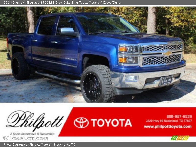 Blue Topaz Metallic / Cocoa/Dune 2014 Chevrolet Silverado 1500 LTZ Crew Cab