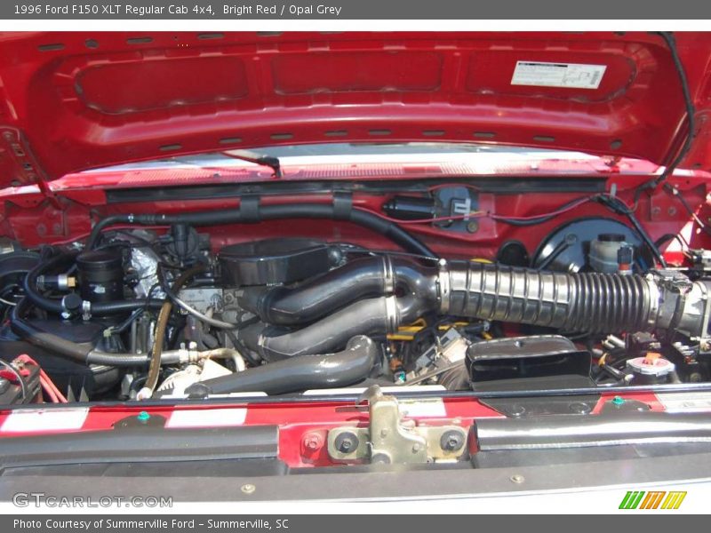 Bright Red / Opal Grey 1996 Ford F150 XLT Regular Cab 4x4