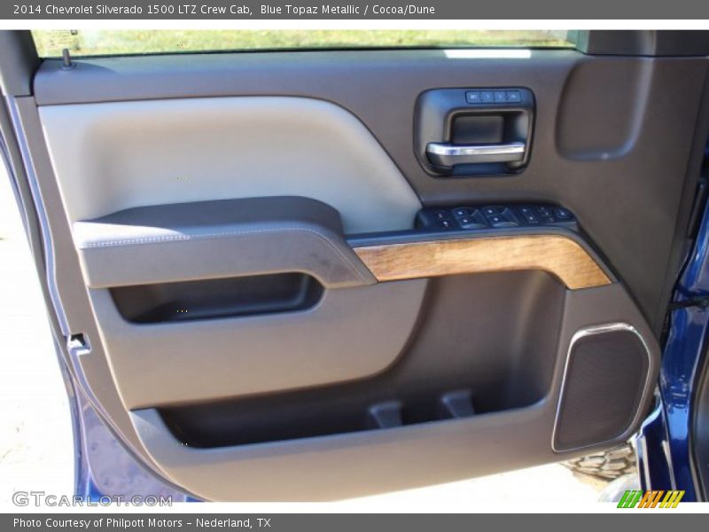 Blue Topaz Metallic / Cocoa/Dune 2014 Chevrolet Silverado 1500 LTZ Crew Cab