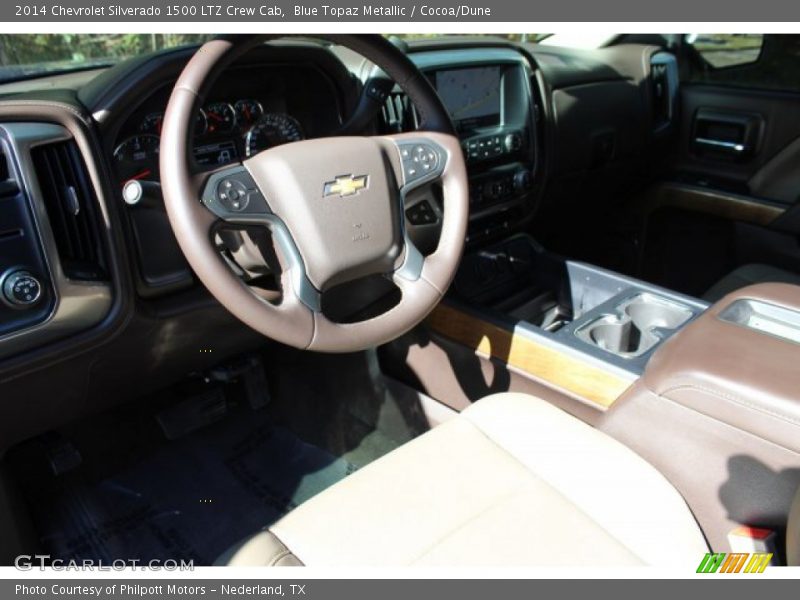 Blue Topaz Metallic / Cocoa/Dune 2014 Chevrolet Silverado 1500 LTZ Crew Cab