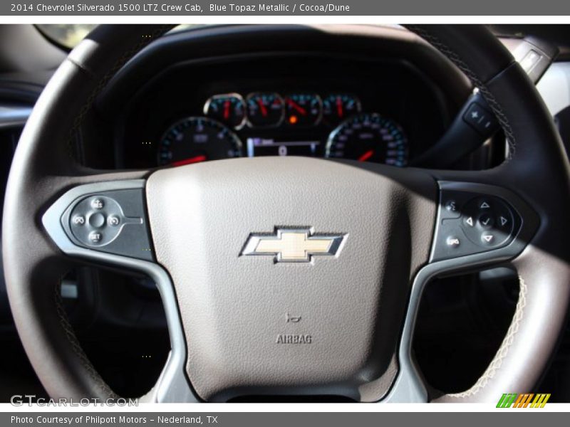 Blue Topaz Metallic / Cocoa/Dune 2014 Chevrolet Silverado 1500 LTZ Crew Cab