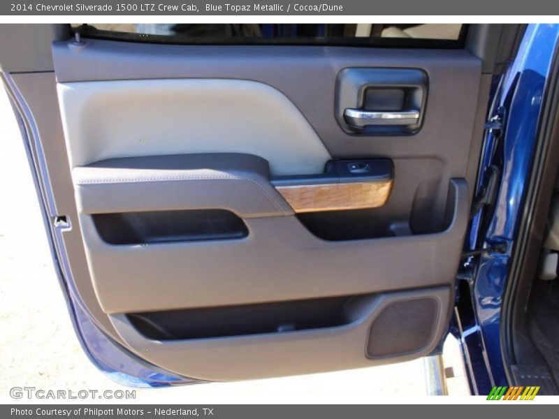 Blue Topaz Metallic / Cocoa/Dune 2014 Chevrolet Silverado 1500 LTZ Crew Cab