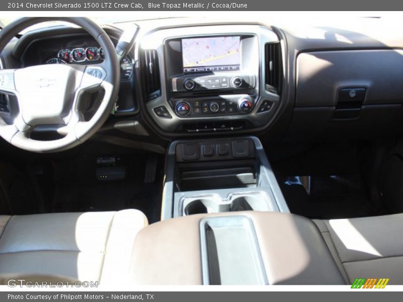 Blue Topaz Metallic / Cocoa/Dune 2014 Chevrolet Silverado 1500 LTZ Crew Cab