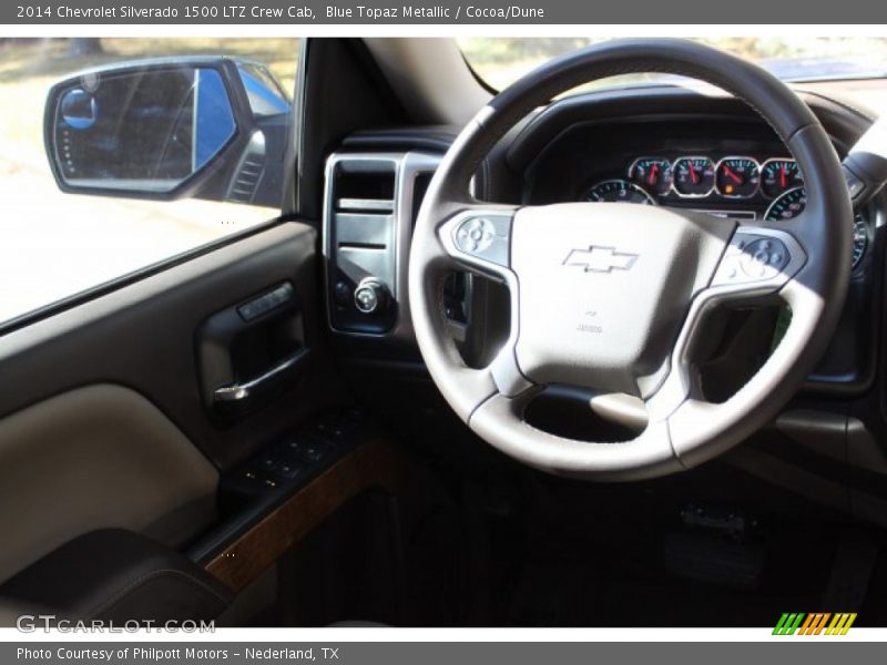 Blue Topaz Metallic / Cocoa/Dune 2014 Chevrolet Silverado 1500 LTZ Crew Cab