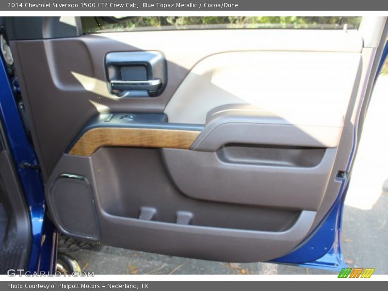 Blue Topaz Metallic / Cocoa/Dune 2014 Chevrolet Silverado 1500 LTZ Crew Cab