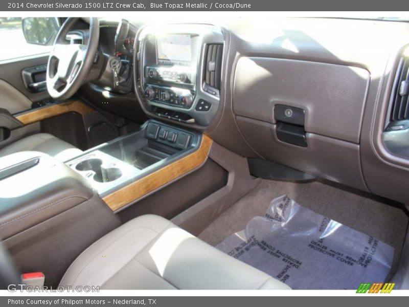 Blue Topaz Metallic / Cocoa/Dune 2014 Chevrolet Silverado 1500 LTZ Crew Cab