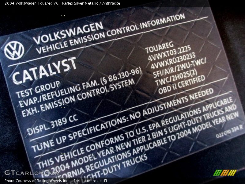 Reflex Silver Metallic / Anthracite 2004 Volkswagen Touareg V6