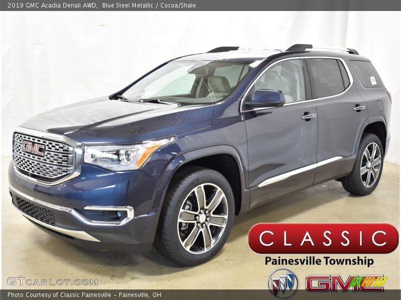 Blue Steel Metallic / Cocoa/Shale 2019 GMC Acadia Denali AWD