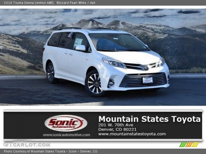 Blizzard Pearl White / Ash 2019 Toyota Sienna Limited AWD