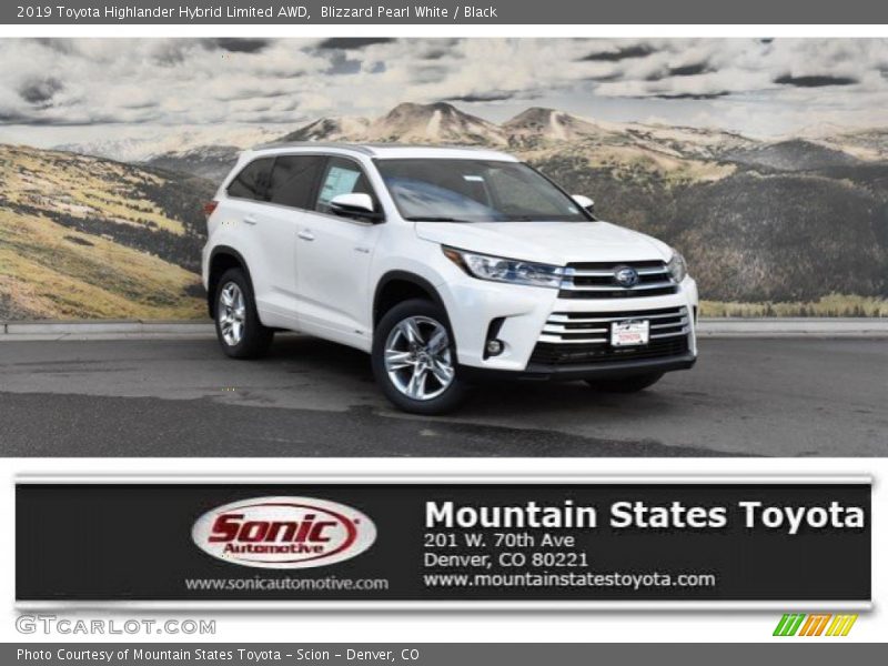 Blizzard Pearl White / Black 2019 Toyota Highlander Hybrid Limited AWD