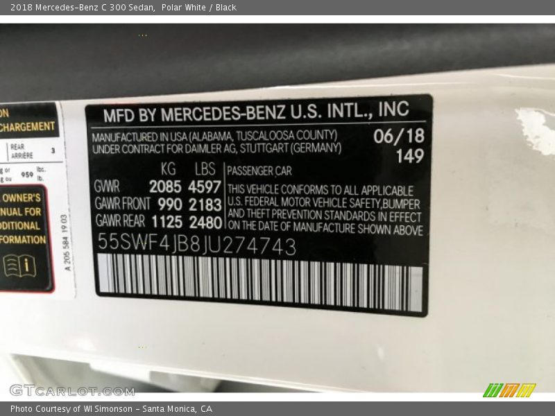 Polar White / Black 2018 Mercedes-Benz C 300 Sedan
