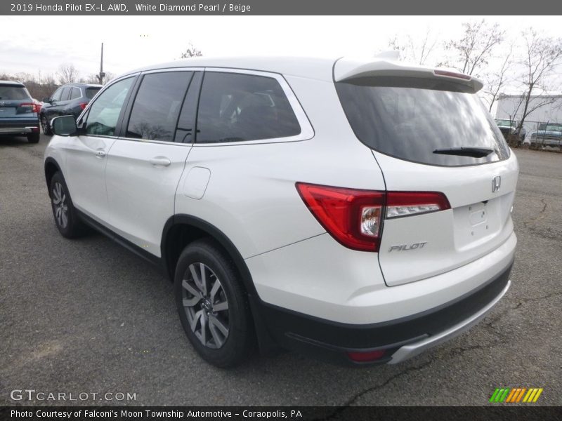 White Diamond Pearl / Beige 2019 Honda Pilot EX-L AWD