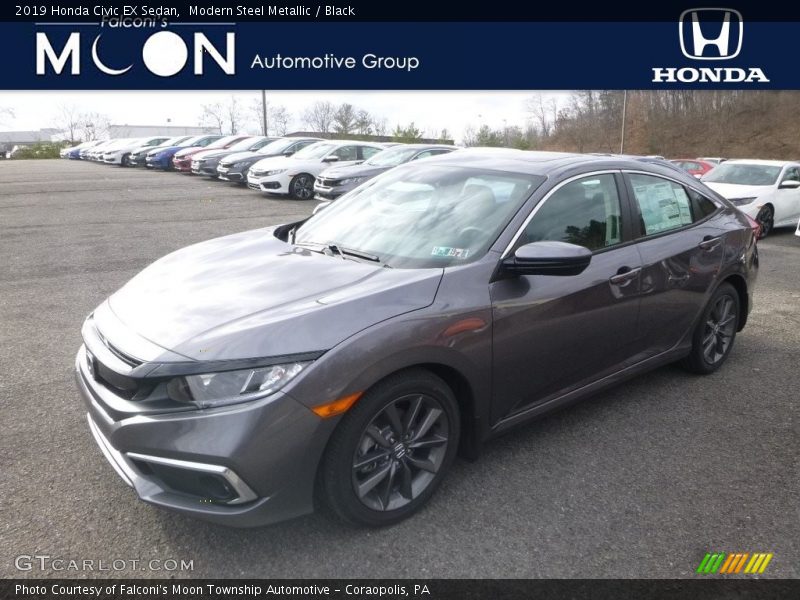 Modern Steel Metallic / Black 2019 Honda Civic EX Sedan