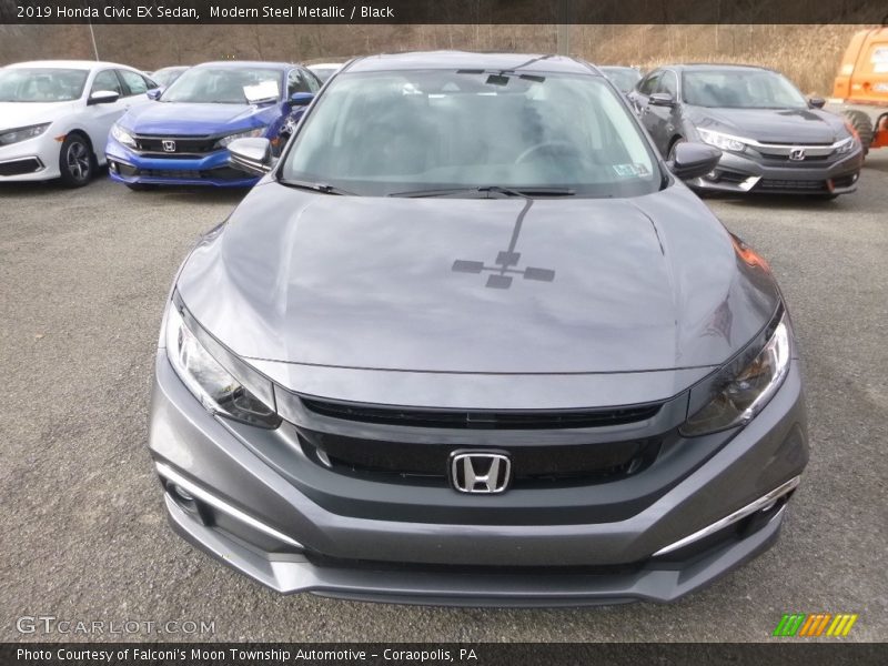 Modern Steel Metallic / Black 2019 Honda Civic EX Sedan