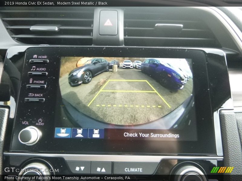 Modern Steel Metallic / Black 2019 Honda Civic EX Sedan