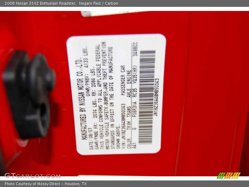 Nogaro Red / Carbon 2008 Nissan 350Z Enthusiast Roadster