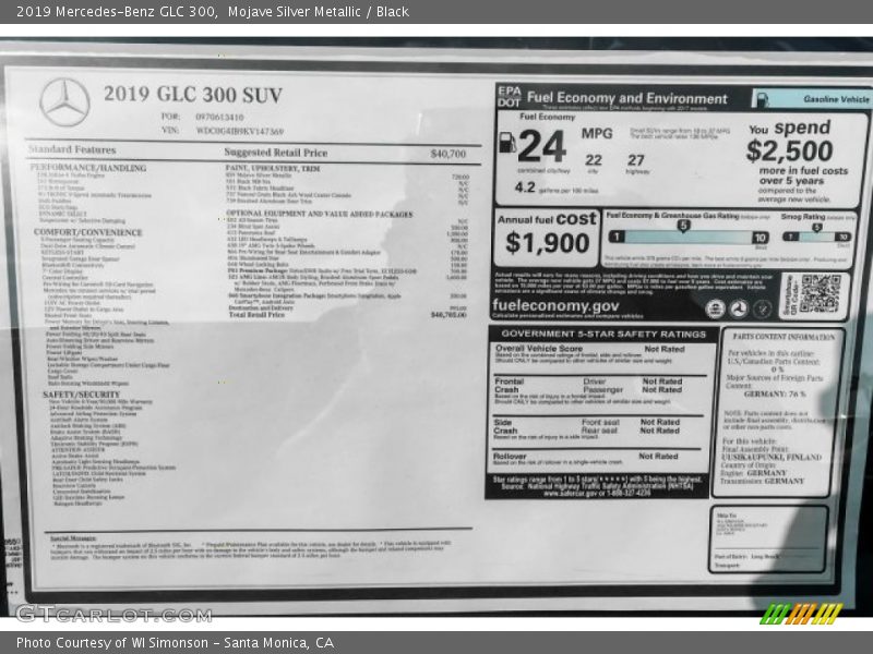 Mojave Silver Metallic / Black 2019 Mercedes-Benz GLC 300