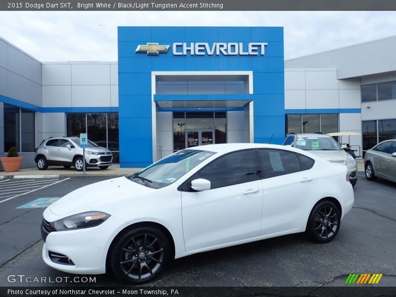 Bright White / Black/Light Tungsten Accent Stitching 2015 Dodge Dart SXT