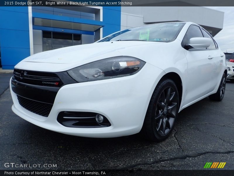 Bright White / Black/Light Tungsten Accent Stitching 2015 Dodge Dart SXT