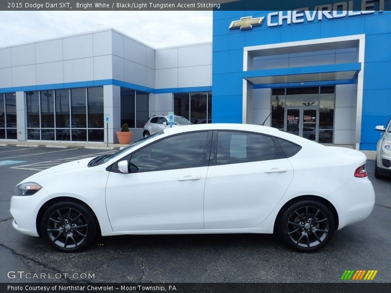 Bright White / Black/Light Tungsten Accent Stitching 2015 Dodge Dart SXT