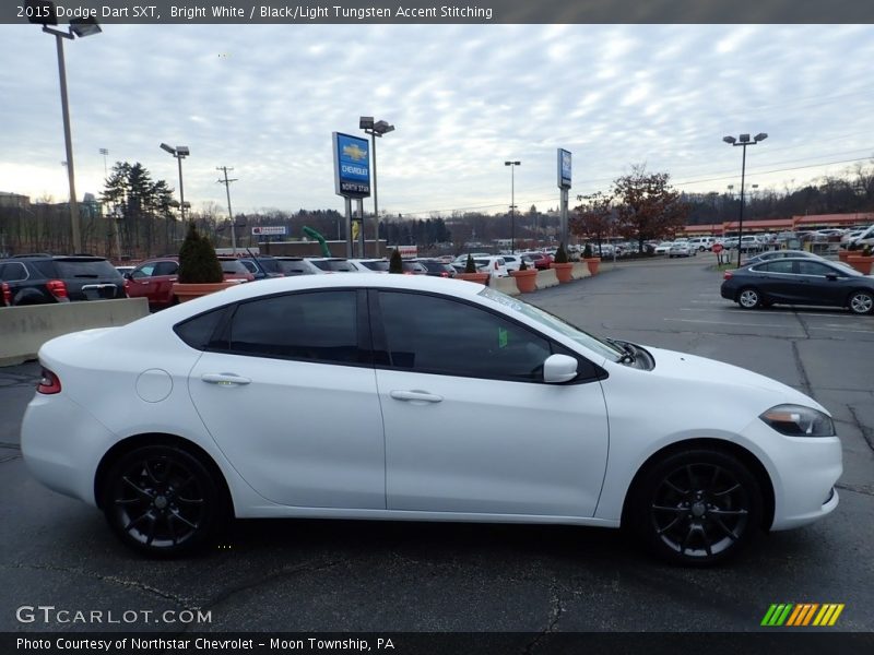 Bright White / Black/Light Tungsten Accent Stitching 2015 Dodge Dart SXT