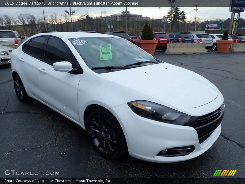 Bright White / Black/Light Tungsten Accent Stitching 2015 Dodge Dart SXT