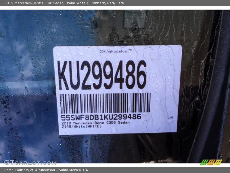 Polar White / Cranberry Red/Black 2019 Mercedes-Benz C 300 Sedan