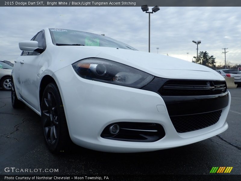 Bright White / Black/Light Tungsten Accent Stitching 2015 Dodge Dart SXT