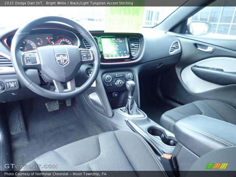 Bright White / Black/Light Tungsten Accent Stitching 2015 Dodge Dart SXT