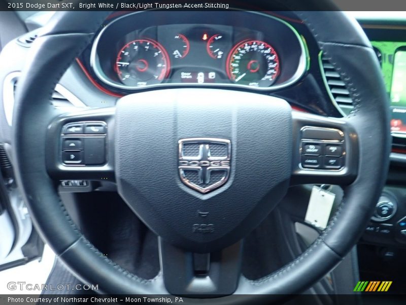 Bright White / Black/Light Tungsten Accent Stitching 2015 Dodge Dart SXT