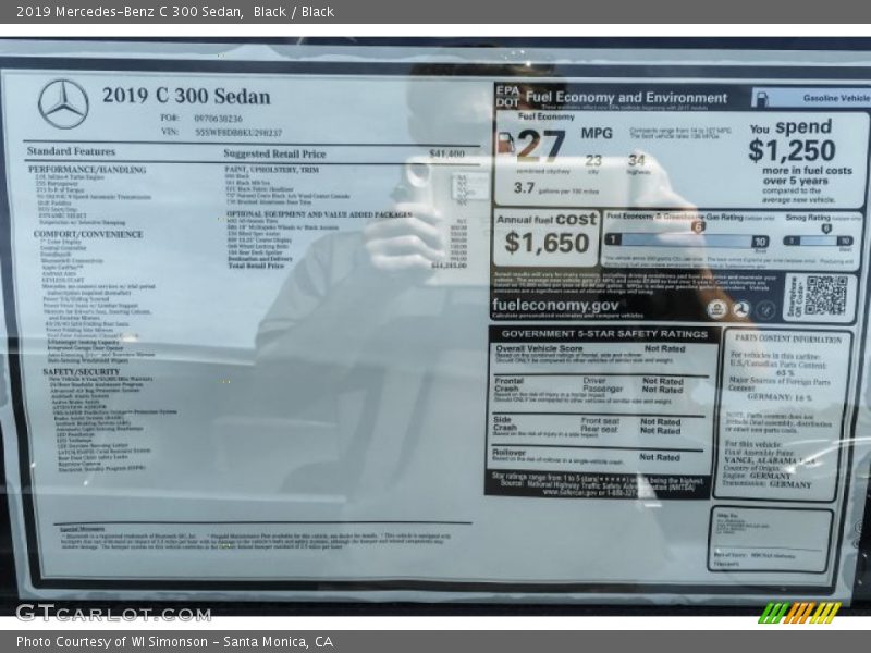 Black / Black 2019 Mercedes-Benz C 300 Sedan