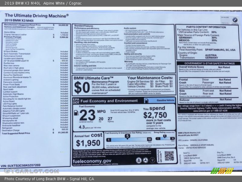 Alpine White / Cognac 2019 BMW X3 M40i