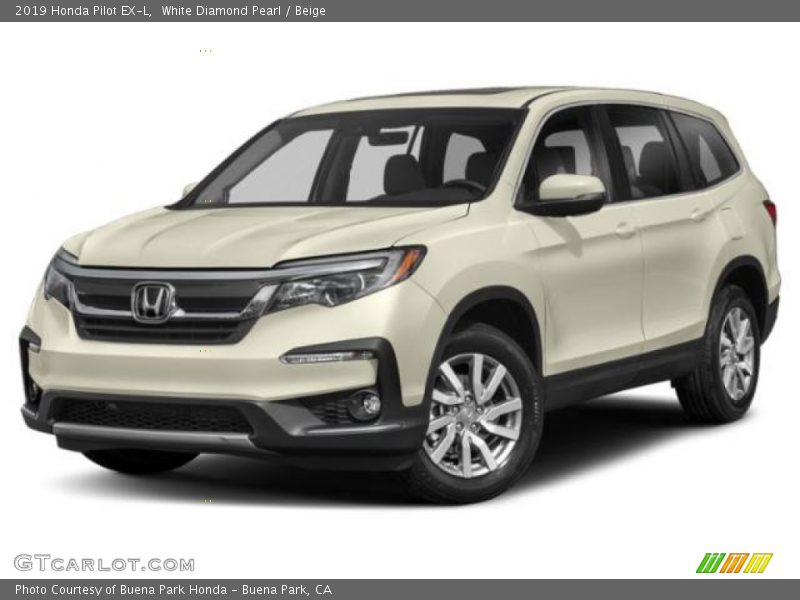 White Diamond Pearl / Beige 2019 Honda Pilot EX-L