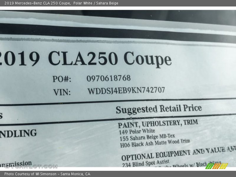 Polar White / Sahara Beige 2019 Mercedes-Benz CLA 250 Coupe