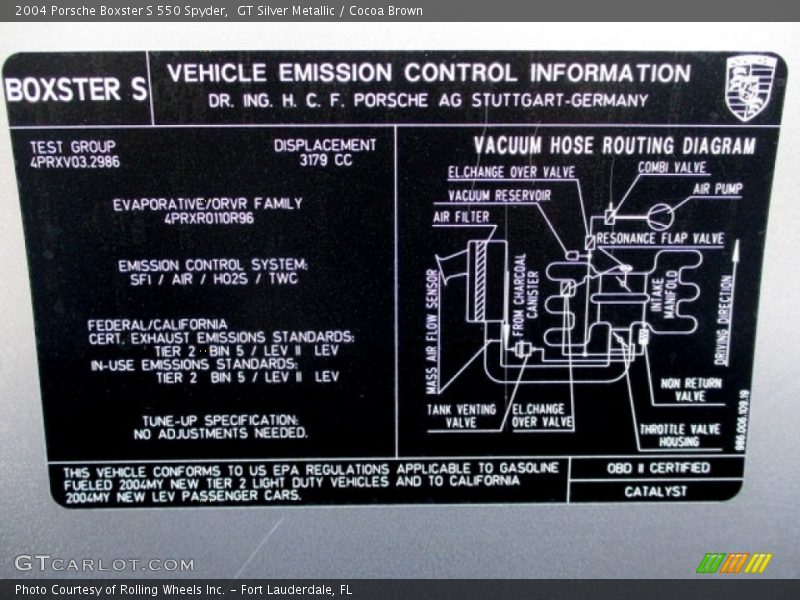 GT Silver Metallic / Cocoa Brown 2004 Porsche Boxster S 550 Spyder