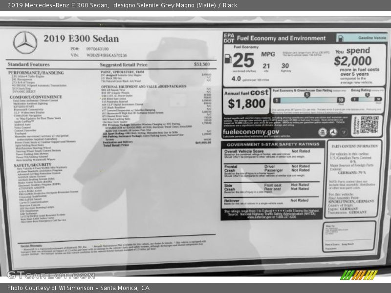 designo Selenite Grey Magno (Matte) / Black 2019 Mercedes-Benz E 300 Sedan
