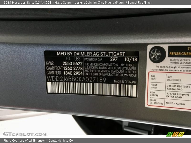 designo Selenite Grey Magno (Matte) / Bengal Red/Black 2019 Mercedes-Benz CLS AMG 53 4Matic Coupe