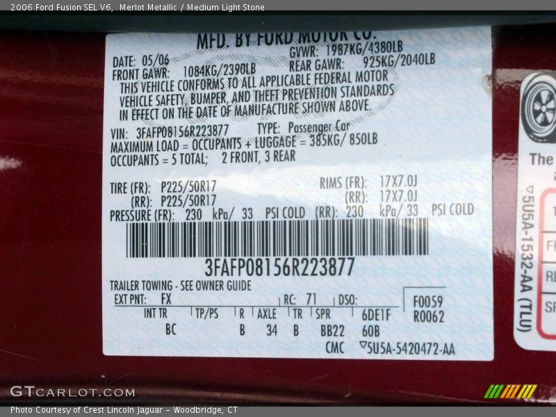 Merlot Metallic / Medium Light Stone 2006 Ford Fusion SEL V6